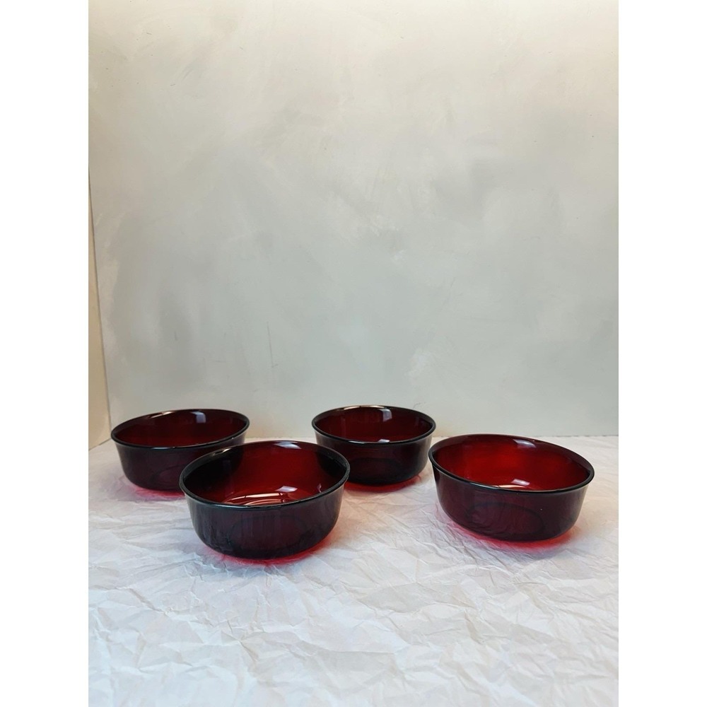 Luminarc Arcoroc France Ruby Red Salad Cereal Bowl Set of 4, 4.75" - Picture 3 of 9